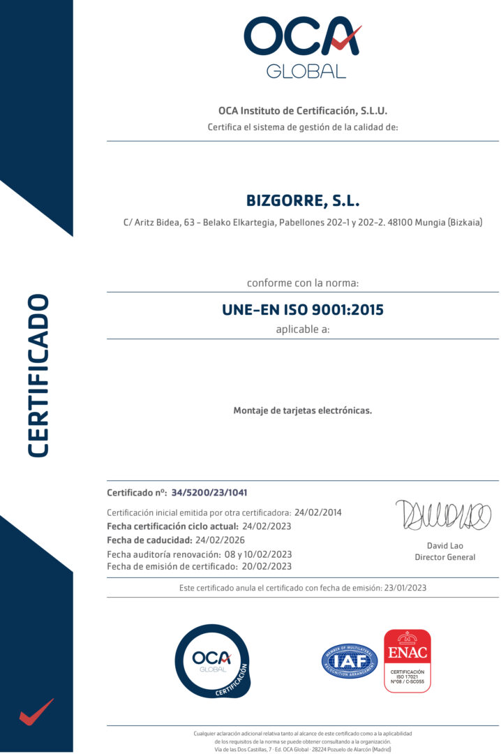 certificado de calidad ISO 9001:2015